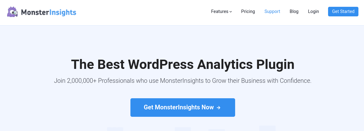 La page d'accueil du site MonsterInsights.