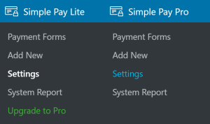 7 wp simple pay admin menu