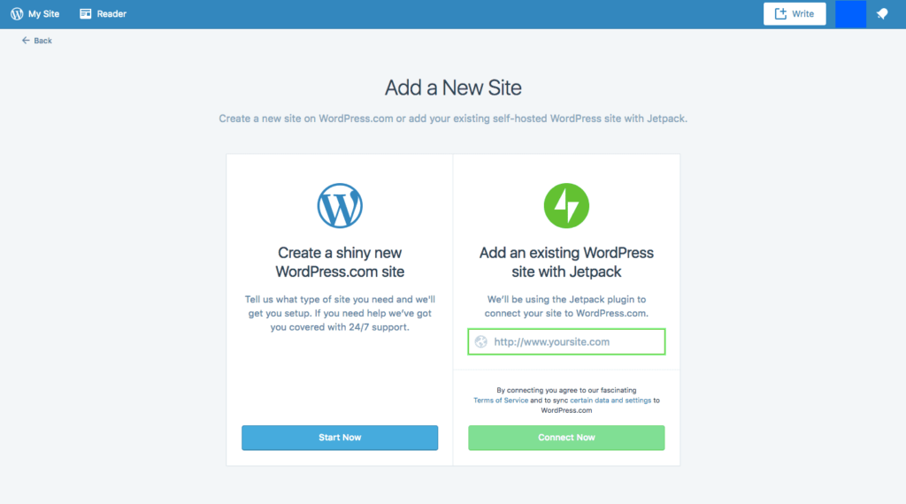 Le site web de WordPress.com.