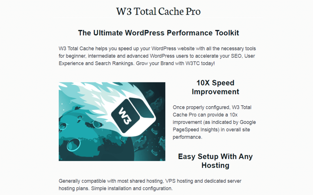 Le site web du plugin WordPress W3 Total Cache.