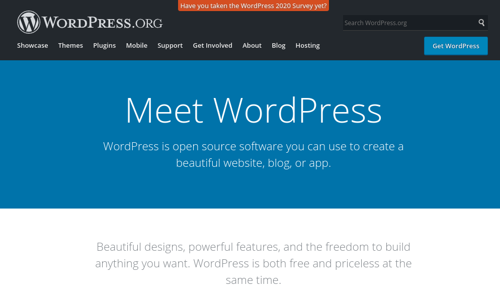 Le site WordPress.org.