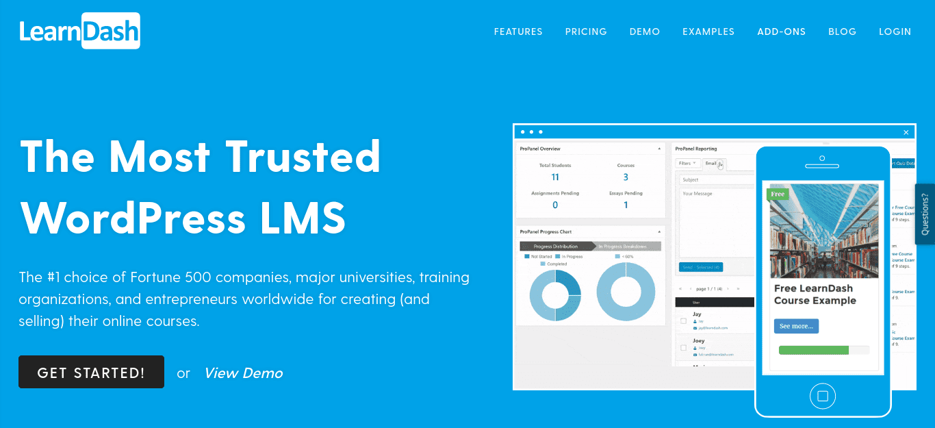 Le site Web WordPress LMS de LearnDash.