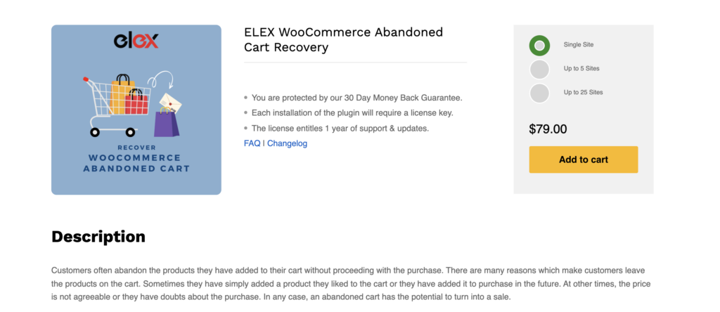 ELEX WooCommerce Récupération des paniers abandonnés